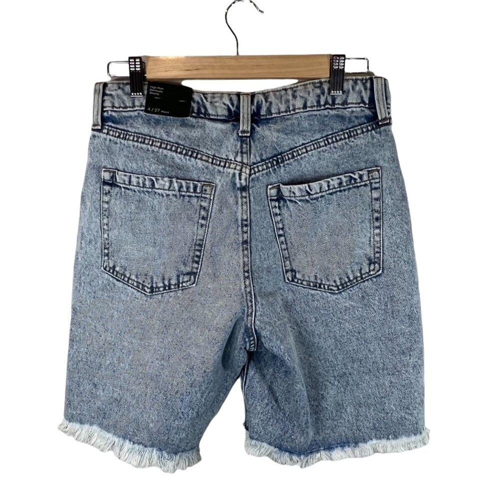 Wild Fable NWT Jean Shorts Blue High Rise Bermuda Raw Hem High Rise‎ Size 4 - Picture 6 of 9